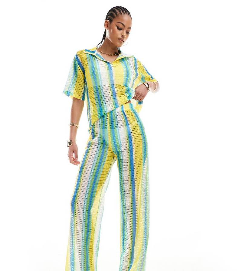 Extro & Vert Tall - Gestreifte Häkelhose mit bunten Streifen, Kombiteil von Extro & Vert Tall