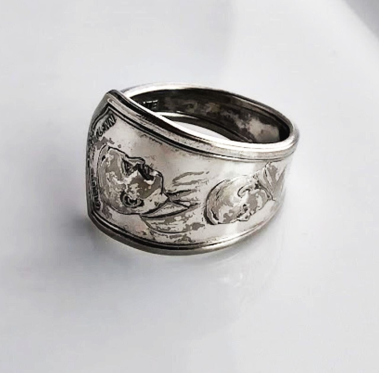 1803/Großer Silber Souvenir Löffel Ring - Gene & Glenn Quaker Early Birds von ExuberantStudio