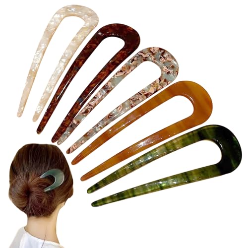 5pcs U -Form Haarnadeln für Brötchen Haare Gabel DIY Easy passende Frisur Französische Haarnadel für Frauen elegant dekorative französische Haargabel Hairstyling Accessoires von Eyccier