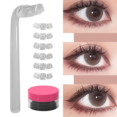 6 pcs unterer Wimpern Stempel wiederverwendbarer unterer Wimpern -Stempel -Wimpern -Werkzeuge Silikonboden Lash -Stempel mit 1 Wimperntusche Creme ＆ 1 Briefmarkenkopf natürlicher Wimpernverlänge von Eyccier