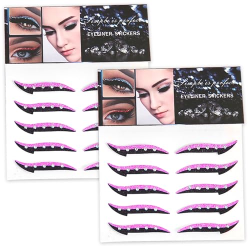 Crystal Eyeliner Aufkleber wiederverwendbares Glitzer Eyeliner Aufkleber Make -up Eyeliner Klebeband wasserdichte Sofortklebstoffstäbe am Eyeliner Lidschatten Strop für Dress Up Party Rose Red 10 von Eyccier