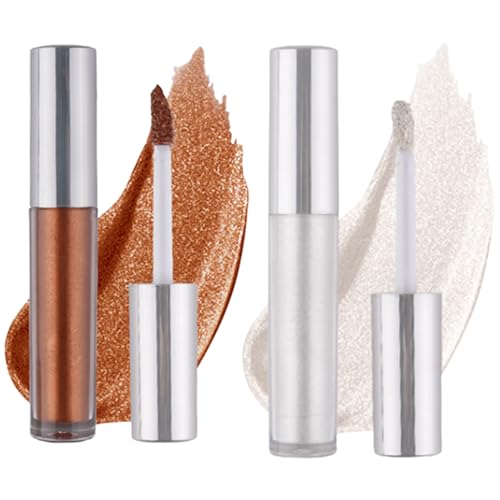 Liquid Highlighter Make-up Highlighter Multifunktion Glitzer Erröten langlebiger Glitzer-Lidschatten Flüssigkeit Schnell trocknen hoher Pigmentlippenstift für Frauen Make-up 2pcs (a) von Eyccier