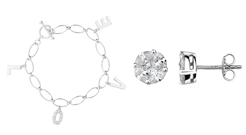 Eye Candy Damen-Schmuckset aus 925 Sterling Silber mit Armband + Ohrringe rhodiniert ECJBR0038ER0012 von Eye Candy