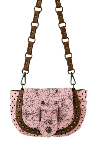 Charlie Clark Damen Umhängetasche Klein – Canvas & Kunstleder – Blumen, Pastell oder Bunt – Magnetklappe – Reißverschlussfach von Eye Catch