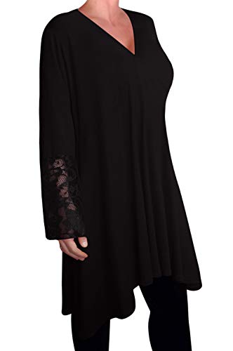 Damen Lose Langes Kleid Tunika Spitze Oberteile Shirt Damen Übergröße von Eye Catch