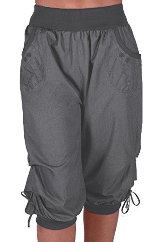 Eye Catch Chicago Damen Capri Crop Shorts Haremshosen der Frauen 3/4 Dreiviertelhose Dark Grauu Gr. 46 von Eye Catch