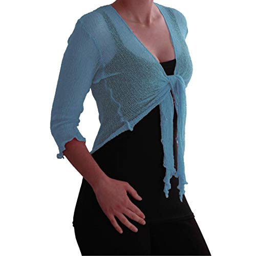 Eye Catch Damen Designer Mesh Stricken Bolero Krawatte vorne Stretchy Zucken Einheitsgröße Himmel Blau von Eye Catch