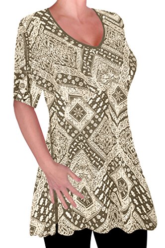 Eye Catch Damen Drucken V-Ausschnitt Bluse Tunika Frauen Übergröße Frauen Ausgestelltes Langes Top von Eye Catch