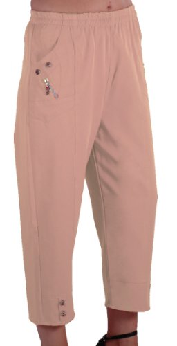 Eye Catch - Frauen Capri Crop Pants Stretch Flexi Plus Sizes Damen 3/4 Hose Stone Size 46 von Eye Catch