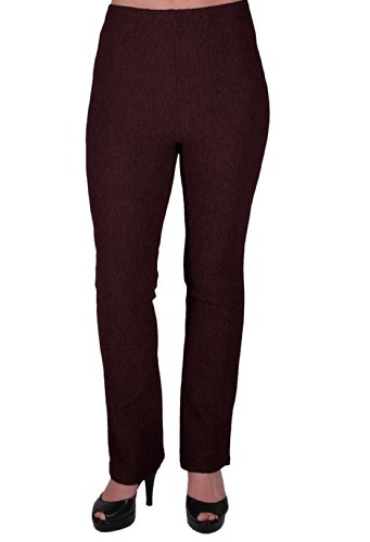 Eye Catch - Frauen ziehen auf geripptem Stretch Bootleg Hose mit Gummizug Damen Hosen Regular Lange Braun Große 52 von Eye Catch