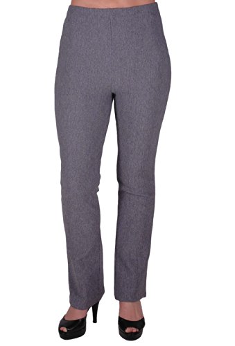 Eye Catch - Frauen ziehen auf geripptem Stretch Bootleg Hose mit Gummizug Damen Hosen Regular Lange Grau Große 54 von Eye Catch