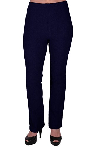 Eye Catch - Frauen ziehen auf geripptem Stretch Bootleg Hose mit Gummizug Damen Hosen Regular Lange Marine Große 44 von Eye Catch