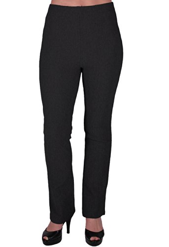 Eye Catch - Frauen ziehen auf geripptem Stretch Bootleg Hose mit Gummizug Damen Hosen Regular Leg Schwarz Große 42 von Eye Catch