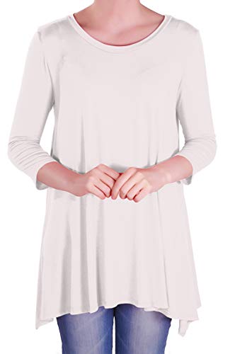 Eye Catch - Reva Damen Runder Ausschnitt Frauen 3/4 Ärmel Tunika Oberteile Bluse Weiß Size 20 von Eye Catch