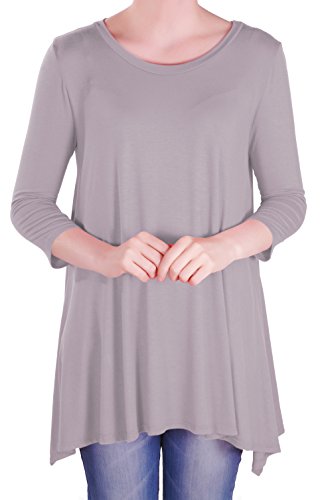 Eye Catch - Reva Damen Runder Ausschnitt Frauen 3/4 Ärmel Tunika Oberteile Bluse von Eye Catch