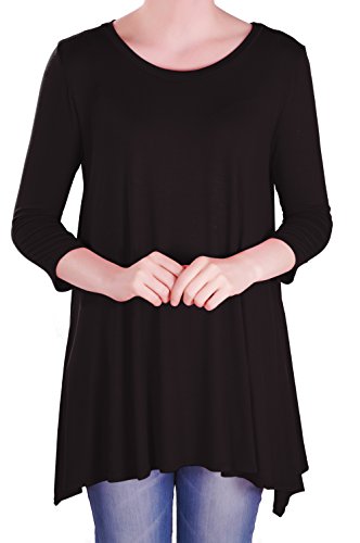 Eye Catch - Reva Damen Runder Ausschnitt Frauen 3/4 Ärmel Tunika Oberteile Bluse von Eye Catch