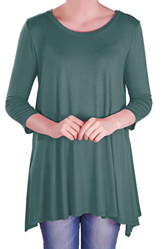 Eye Catch - Reva Damen Runder Ausschnitt Frauen 3/4 Ärmel Tunika Oberteile Bluse von Eye Catch