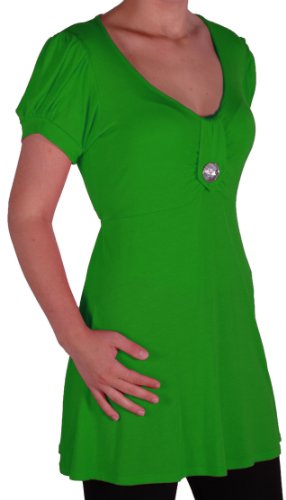 Eye Catch - Sierra Frauen Kurze Sleeve V-Ausschnitt Tunika Damen-Top Plus Emerald Grun Gr. 54/56 von Eye Catch