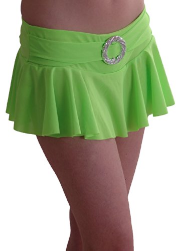 Eye Catch TM - Cynthia Damen Stretch Mini Rock geriffelt mit Gürtelschnalle in Neonfarben Neon Grün S/M von Eye Catch