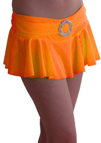 Eye Catch TM - Cynthia Damen Stretch Mini Rock geriffelt mit Gürtelschnalle in Neonfarben Orange M/L von Eye Catch