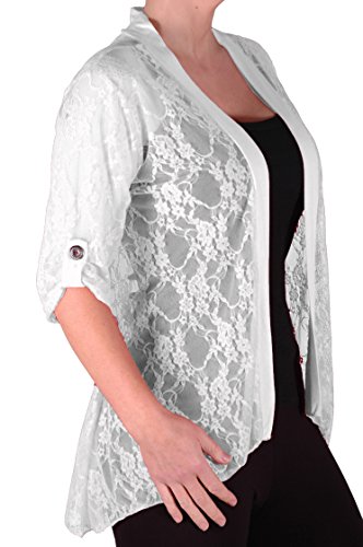 Eye Catch TM - Emily Damen Elegante Spitze Cardi Frauen Plus Size Strickjacke White Gr. 50/52 von Eye Catch