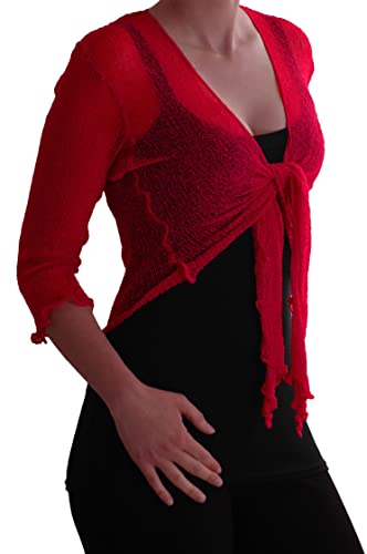 Eye Catch TM - Foxy Damen Netz Bolero Cardigan Strickjacke one Size rot von Eye Catch