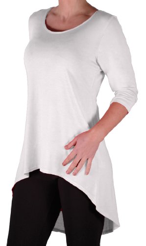 Eye Catch TM Oversize - Lexy Frauen Eingetaucht Fishtail Hem Longline-Top mit 3/4 Ã„rmeln ÃœbergröÃŸe Damen Top White Gr. 50/52 von Eye Catch