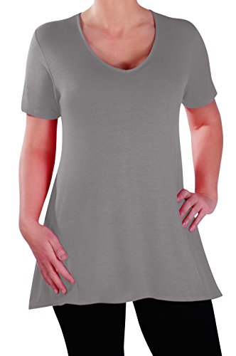 EyeCatch - Delphine V-Ausschnitt Damen Übergröße Oberteile Kurz Hülle Lässig Frauen Lang Abgefackelt T-Shirt Tunika von Eye Catch