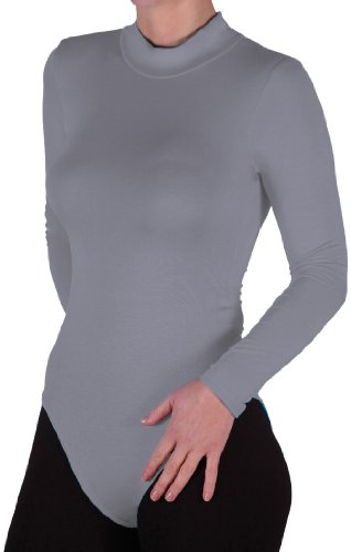 EyeCatch Grundlagen - Damen Rollkragen Body Stretch Frauen Trikot Langarm-Body Top Grau Gr. M/L von Eye Catch