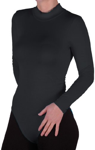 EyeCatch Grundlagen - Damen Rollkragen Body Stretch Frauen Trikot Langarm-Body Top Schwarz Gr. S/M von Eye Catch