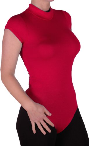 EyeCatch Grundlagen - Frauen Kappe Armeln Bodysuit Stretch Damen Trikot Rollkragen Body Top Rot Gr. M/L von Eye Catch