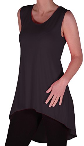 EyeCatch - Julina Frauen Lang Dip Weste Fischschwanz armellos Plus Size Damen Top Schwarz Gr. 54/56 von Eye Catch