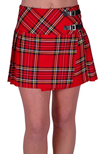 EyeCatch - Kyla Damen Schottenkaro Tartan Schnalle Frauen Billie Kilt Minirock Rot 34 EU von Eye Catch