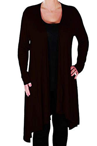 EyeCatch Plus - Della Asymmetrische Damen Freizeit Wasserfall Cardi Frauen Jersey Wrap Shrug Öffnen Strickjacke 42-56 von Eye Catch