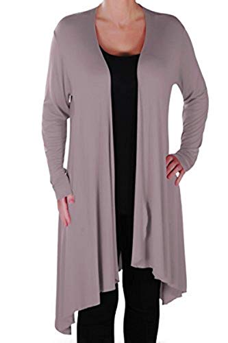 EyeCatch Plus - Della Asymmetrische Damen Freizeit Wasserfall Cardi Frauen Jersey Wrap Shrug Öffnen Strickjacke von Eye Catch