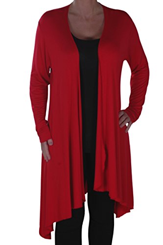 EyeCatch Plus - Della Asymmetrische Damen Freizeit Wasserfall Cardi Frauen Jersey Wrap Shrug Öffnen Strickjacke von Eye Catch