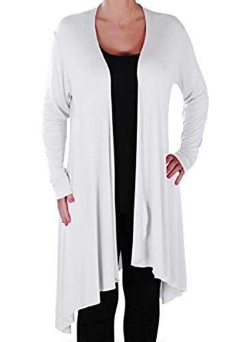 EyeCatch Plus - Della Asymmetrische Damen Freizeit Wasserfall Cardi Frauen Jersey Wrap Shrug Öffnen Strickjacke von Eye Catch