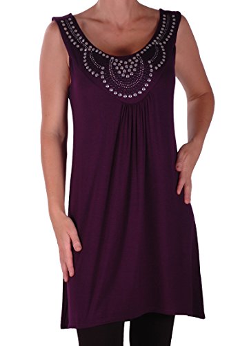 EyeCatch Plus - Evie Damen Studded Langleine Frauen Armelloses Oberseitenweste Purple Gr. 46 von Eye Catch