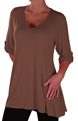 Eye Catch Plus - Shellie Damen V-Ausschnitt Tunika Übergröße Frauen Ausgestelltes Langes Top von Eye Catch