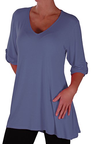 EyeCatch Plus - Shellie Damen V-Ausschnitt Tunika Übergröße Frauen Ausgestelltes Langes Top EyeCatch Plus - Shellie Damen V-Ausschnitt Tunika Übergröße Frauen Ausgestelltes Langes Top von Eye Catch