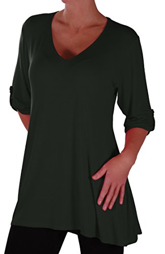 Eye Catch Plus - Shellie Damen V-Ausschnitt Tunika Übergröße Frauen Ausgestelltes Langes Top von Eye Catch