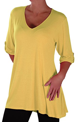 Eye Catch Plus - Shellie Damen V-Ausschnitt Tunika Übergröße Frauen Ausgestelltes Langes Top von Eye Catch