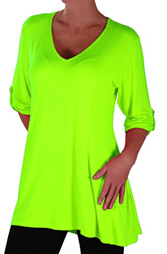 Eye Catch Plus - Shellie Damen V-Ausschnitt Tunika Übergröße Frauen Ausgestelltes Langes Top von Eye Catch