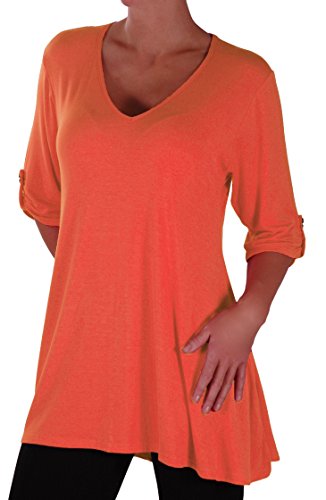 Eye Catch Plus - Shellie Damen V-Ausschnitt Tunika Übergröße Frauen Ausgestelltes Langes Top von Eye Catch