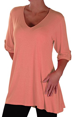 Eye Catch Plus - Shellie Damen V-Ausschnitt Tunika Übergröße Frauen Ausgestelltes Langes Top von Eye Catch