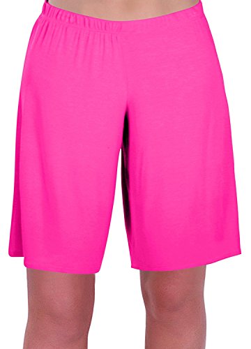 Eye Catch - Stern Damen Jersey Entspannt Komfort Elastisch Flexi Strecken Damen Kurze Hose Plus Größen (46/48, Neon Pink) von Eye Catch
