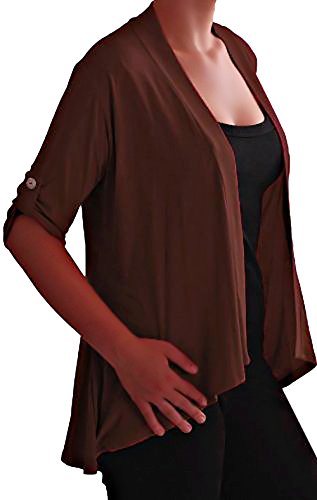 EyeCatch TM - Emily offener Damen Bolero Cardigan GroÃŸe GröÃŸen Braun Gr. 48 von Eye Catch