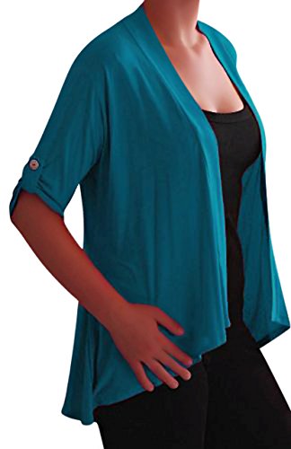 EyeCatch TM - Emily offener Damen Bolero Cardigan GroÃŸe GröÃŸen Teal Gr. 54/56 von Eye Catch