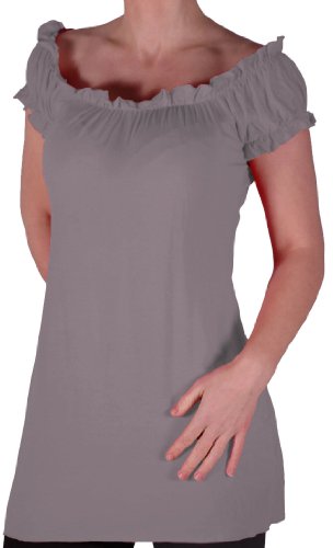 Eye Catch TM - Nikita Gypsy Frauen Plus Size Damen Tunika Weg vom Schulter Boho T-Shirt Langes Top Grau Gr. 54/56 von Eye Catch
