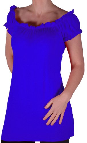 EyeCatch TM - Nikita Gypsy Frauen Plus Size Damen Tunika Weg vom Schulter Boho T-Shirt Langes Top Konigsblau Gr. 54/56 von Eye Catch